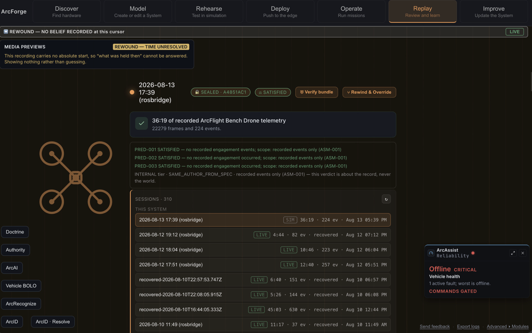 ArcForge replay interface